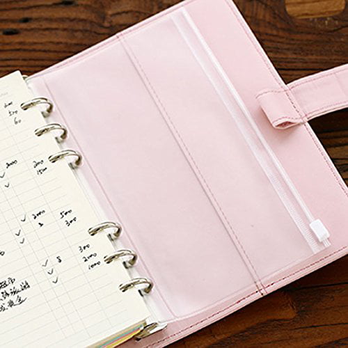 Yoodelife A6 Size Binder Pockets Plastic Binder Zipper Folders Waterproof 6 Holes Zipper Loose Leaf Bags for Pouch Document Filing Notebooks Cards Bags 10 Pcs 